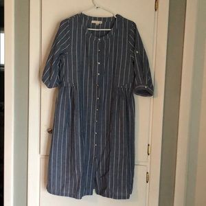 Blue and white button up dress